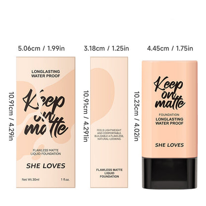 Long-Lasting Waterproof Matte Finish Oil-Control Foundation